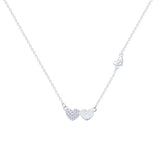 عصفور كريستال سلسلة فضة عيار 925 بدلاية علي شكل قلوب مرصعة بالزركون